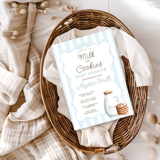 Milch und Cookies Blue Baby Shower Einladung (Von Creator hochgeladen)