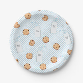 Milch und Cookies Blue Birthday Paper Plate Pappteller