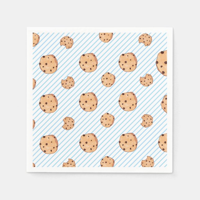 Milch und Cookies Blue Birthday Paper Plate Serviette (Vorderseite)