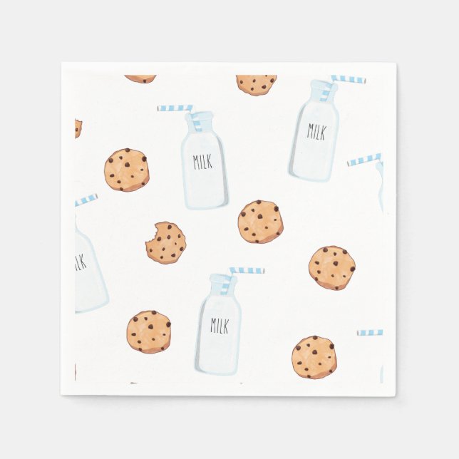 Milch und Cookies Blue Birthday Serviette (Vorderseite)