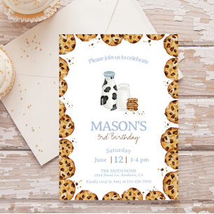 Milch und Cookies bröckeln Blue Birthday Party Einladung