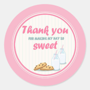 Milch und Cookies Danke Tags Cupcake Toppers Runder Aufkleber