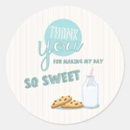Milch und Cookies Danke Tags Cupcake Toppers Runder Aufkleber