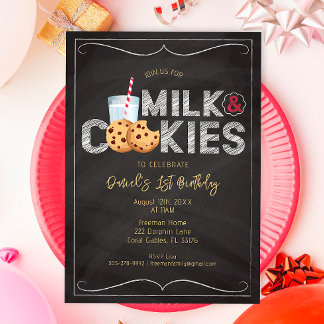 Milch und Cookies - Einladung zum Geburtstag - Süß