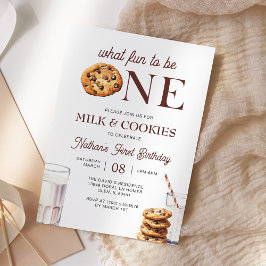 Milch und Cookies Erste Geburtstag Minimalistisch Einladung