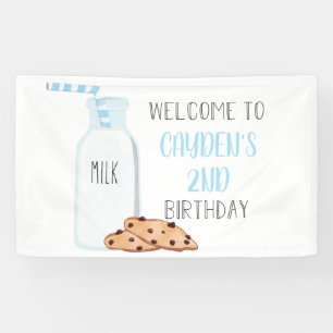 Milch und Cookies Geburtstag Blue Begrüßungszeiche Banner