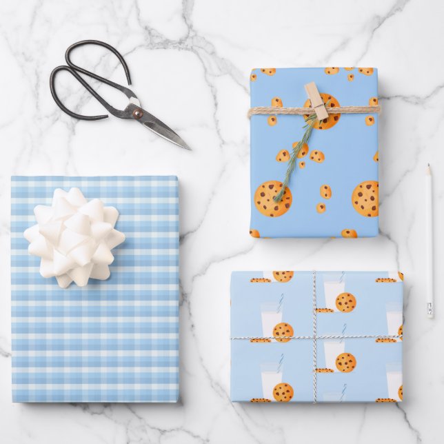 Milch und Cookies Geschenkpapier Set (Vorderseite)