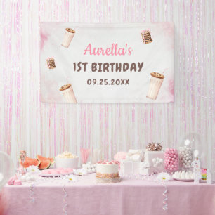 Milch und Cookies Girl First Birthday Party Banner