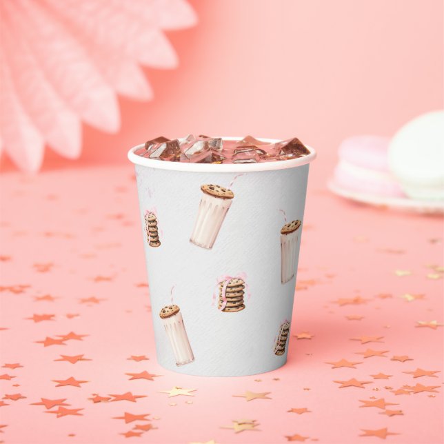 Milch und Cookies Girl First Birthday Party Pappbecher (Insitu)
