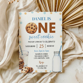 Milch und Cookies Junge erste Geburtstagseinladung Einladung