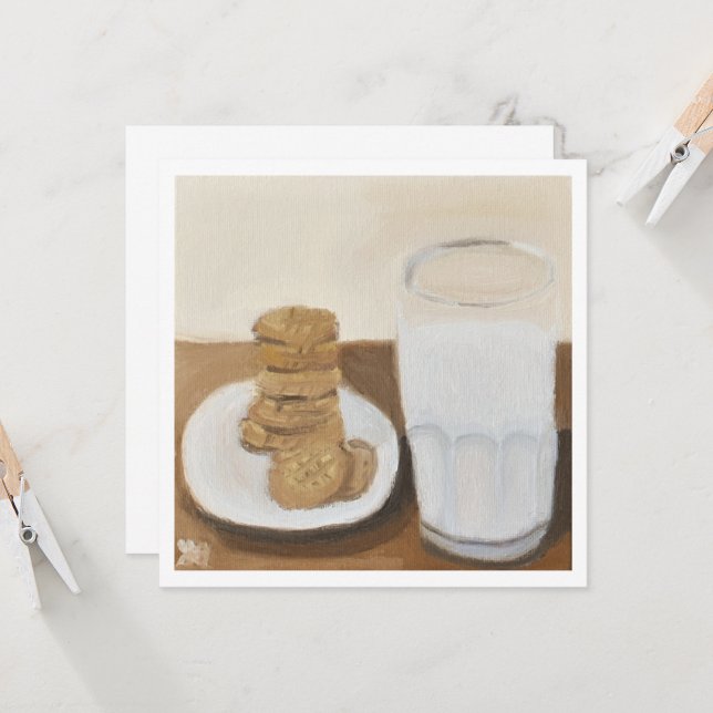 Milch und Cookies Karte (Vorderseite/Rückseite Beispiel)