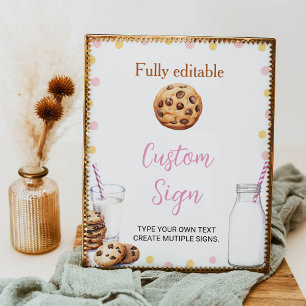 Milch und Cookies Mädchen Custom Sign Birthday Par Poster