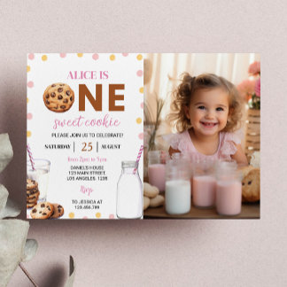 Milch und Cookies Mädchen Einladung 1. Geburtstag