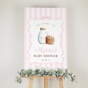 Milch und Cookies Pink Baby Dusche Begrüßungszeich Poster