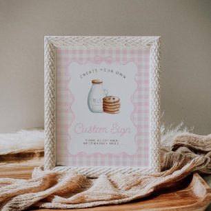 Milch und Cookies Pink Baby Shower Table Zeichen Poster