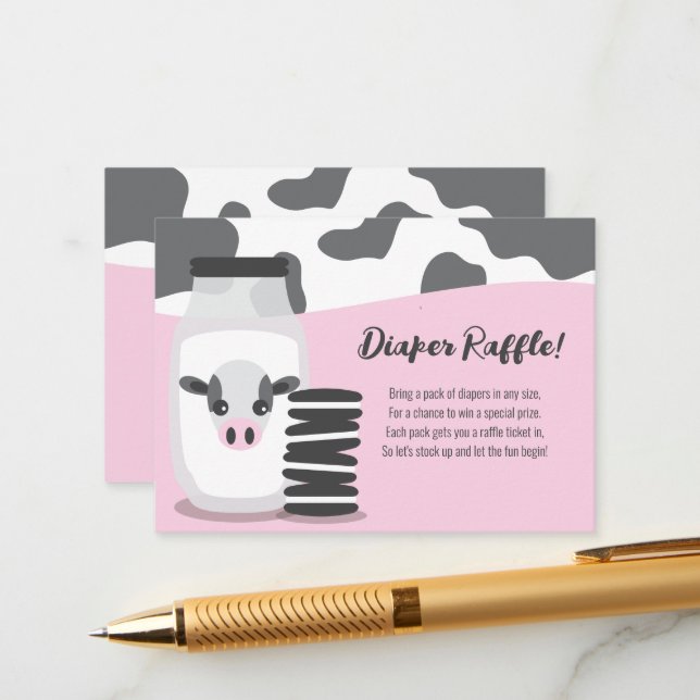 Milch und Cookies Pink Babydusche Windelwindeln Begleitkarte (Vorderseite/Rückseite Beispiel)