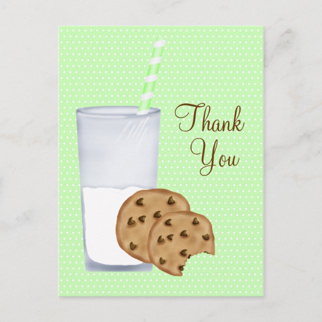 Milch und Cookies Postkarte (Vorderseite)