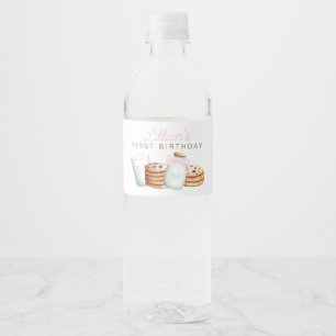 Milch und Cookies Rosa Geburtstag Wasserflaschenetikett