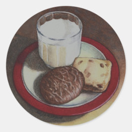 Milch und Cookies Runder Aufkleber
