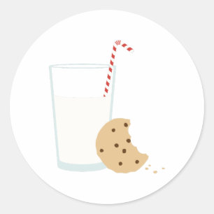 Milch und Cookies Runder Aufkleber