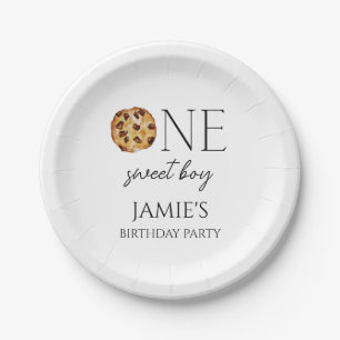 Milch und Cookies Sweet One Boy Birthday Pappteller