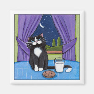 Milch und ein Plätzchen - Katzen-Magnet Magnet
