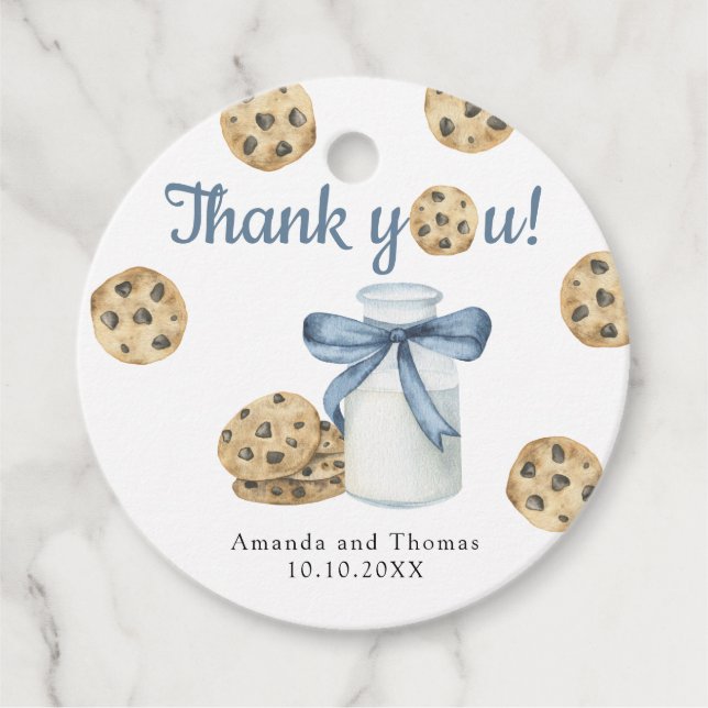 Milch und Kekse Babydusche Danke Geschenkanhänger (Vorderseite)