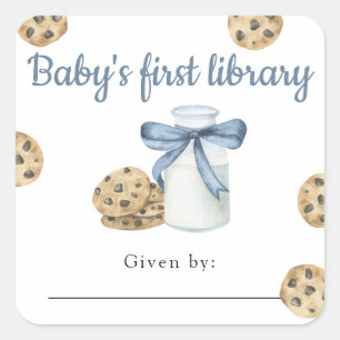 Milch und Kekse Babys erste Bibliothek  Quadratischer Aufkleber
