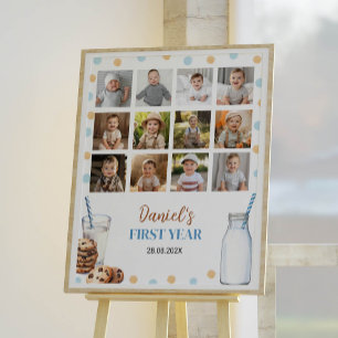 Milch und Kekse Geburtstag Foto Meilenstein Zeiche Poster