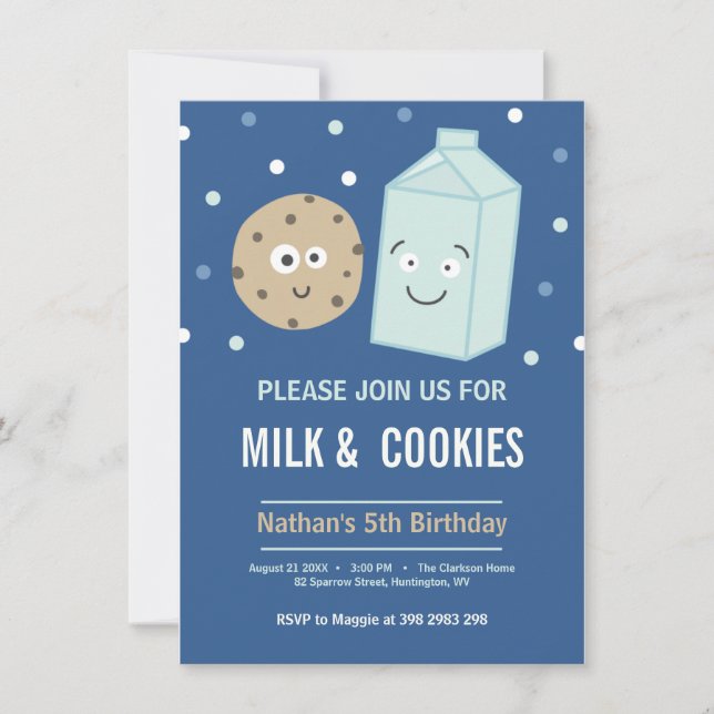 Milch und Kekse Geburtstagsdessert-Party Einladung (Vorderseite)