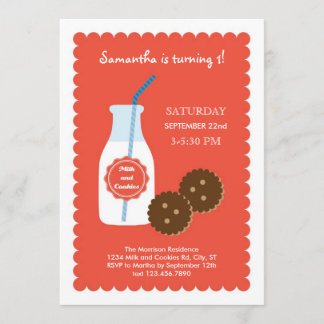 Milch und Kekse zum Geburtstag Einladung