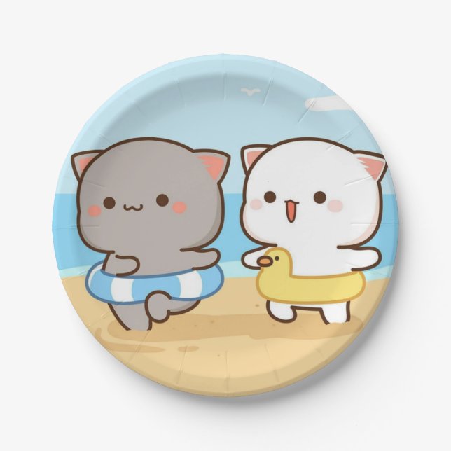 Milch und Mocha Niedlicher Sommer  Pappteller (Vorderseite)