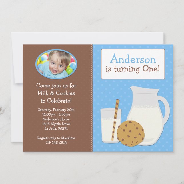 Milch-und Plätzchen-Geburtstags-Party Einladung (Vorderseite)