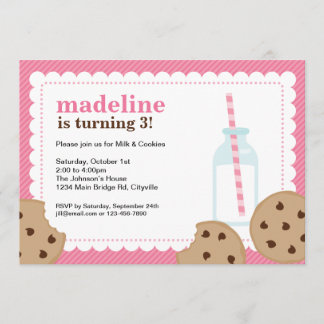 Milch und Plätzchen-Rosa und Brown laden ein Einladung
