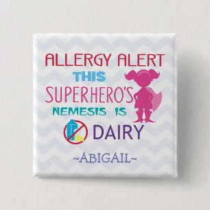 Milchallergie-Alarm Superheldin Rosa Silhouette Button