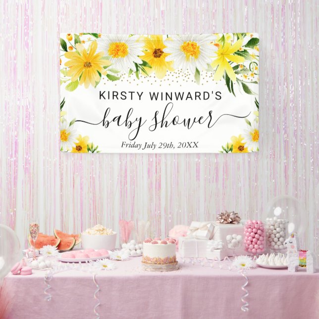 Milchdusche und gelbe Blumen Begrüßung Banner (Party)