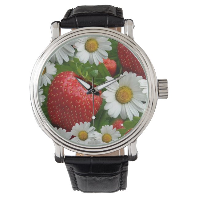 Milcherzeugnisse und Erdbeeren Armbanduhr (Vorderseite)