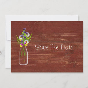 Milchflasche mit Wildblumen Save the Date