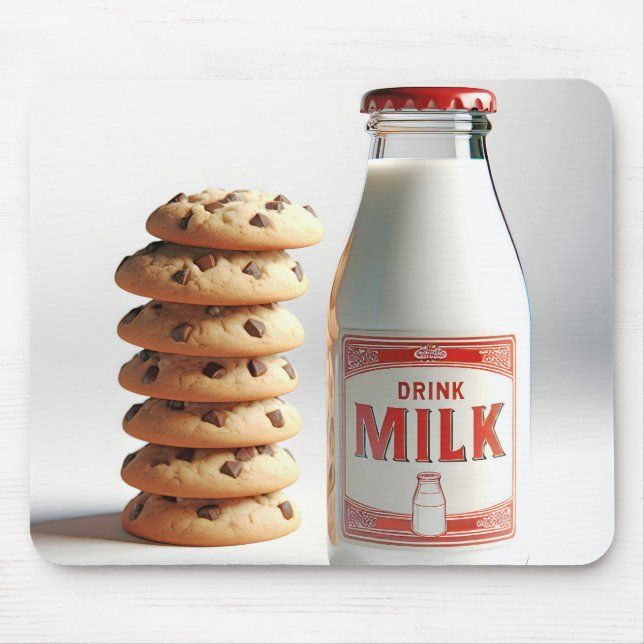 Milchflasche und Schokolade Chip Cookies Mousepad (Vorne)