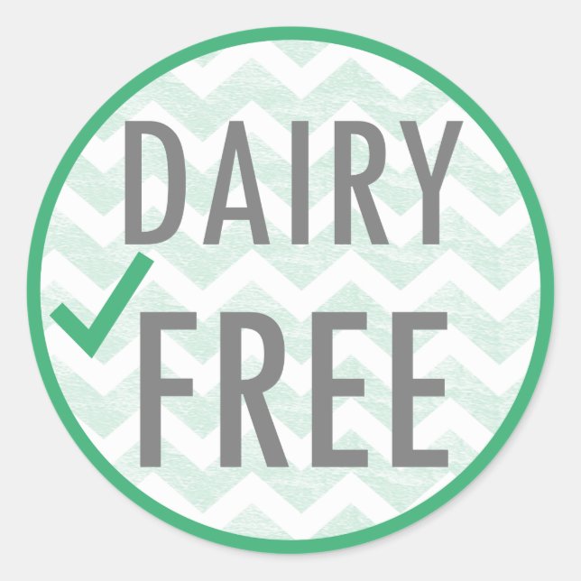 Milchfreie Lebensmittelallergie Baking Green Zickz Runder Aufkleber (Vorderseite)