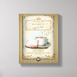 Milchkaffee U. Beignets Leinwanddruck