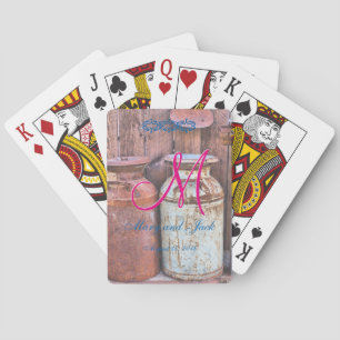 Milchkannen Vintages Metall Rustikale Antique Mono Spielkarten