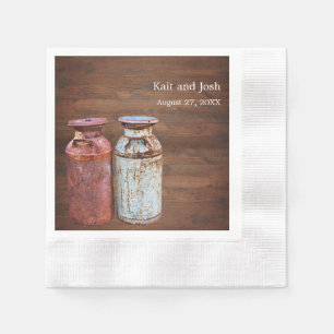 Milchkonserven Land Hochzeit rustikalen alten Baue Serviette