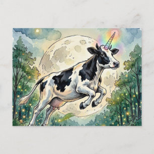 Milchkuh-Einhorn und der Mond Postkarte
