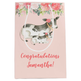 Milchkuh, floral, gelegentlich Geschenktasche Mittlere Geschenktüte