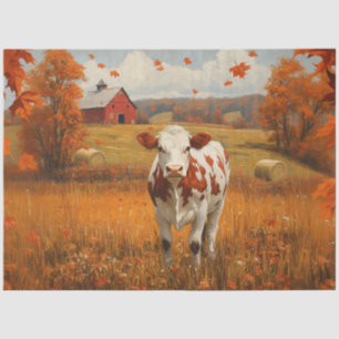 Milchkuh Herbstlandschaft Bauernhof Découpage Seidenpapier