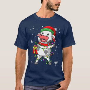 Milchkuh-Weihnachtslichter Led Lustige Weihnachtsm T-Shirt