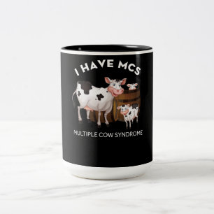 Milchkühe Bauer Ich habe MCS Multiple Kuh Syndrom Zweifarbige Tasse