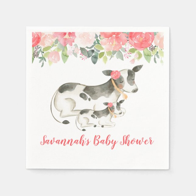 Milchkühe Farm Floral Peony Barnyard Napkins Serviette (Vorderseite)