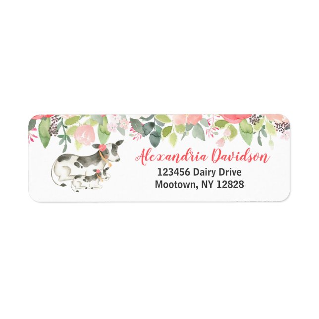 Milchkühe Floral Custom Address Labels (Vorne)